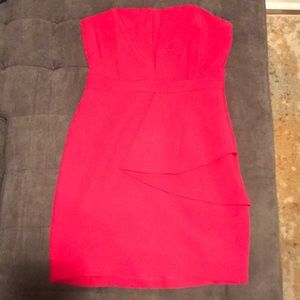 Strapless hot pink cocktail dress